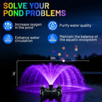 Pond Fountain Aerator with Lights,Pond Fountain with 4 RGB Lights,10 Light Modes,1HP 750W 110V 15000GPH,Stainless Steel Pump with 100FT Power Cord& Timer,Pond Fountains for Large Ponds,Lakes - Image 4