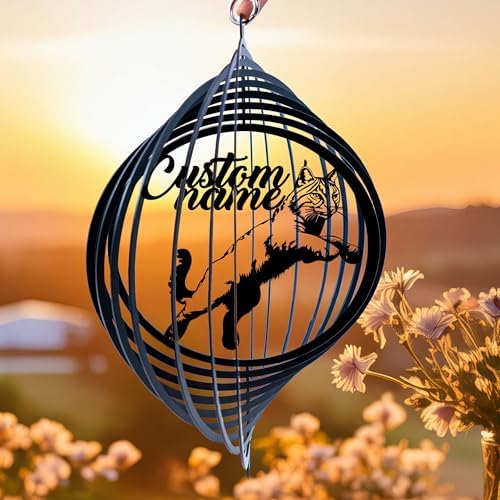 Personalized Wildcat Metal Wind Spinner, Bobcat Garden Spinner Hanging Indoor Outdoor Decor, Perfect House Warming Gifts New Home, Custom Gift for Grandmother, Mom, Wife, Daughter by CraftNameSign