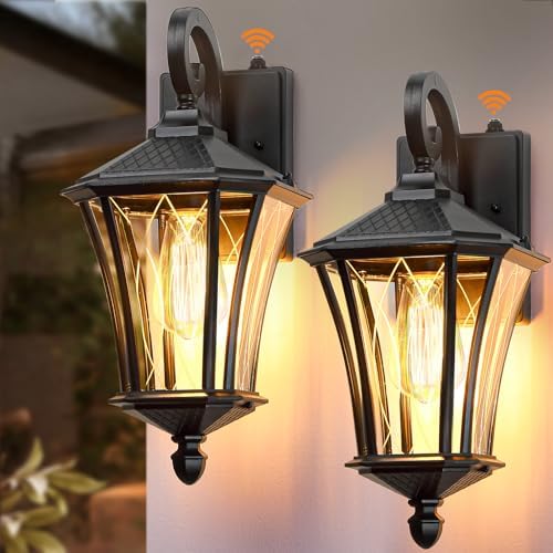 YSN 16" Dusk to Dawn Outdoor Light Fixture Wall Mount, Black, 2 Packs by OutdoorLighting