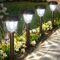 DERAYSION Solar Lights Outdoor, 6 Pack Brushed Stainless Steel Glass Solar Pathway Lights, Auto On/Off Long-Lasting Outdoor Solar Lights for Garden, Landscape, Path, Yard, 6000K Cold White by DERAYSIONSolarLighting