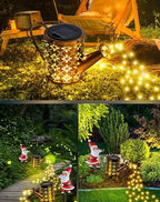 Christmas Solar Kettle Lights Garden Lawn Decorative Lights, Santa Kettle Ground Lamp, Solar Santa Kettle Light, Metal Solar Watering Can, Outdoor Garden Decoration for Pathway Yard Patio (Warm White) - Image 3