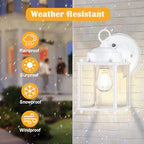 Outdoor Wall Light Fixture, Metal Glass, White, 4 Pack - Image 5