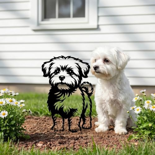 Dog Metal Garden Stake - Weatherproof Dog Silhouette Yard Art, Decorative Outdoor Sign for Lawn & Patio, Heartfelt Gift for Maltipoo Lovers(Squat,10") - Image 2
