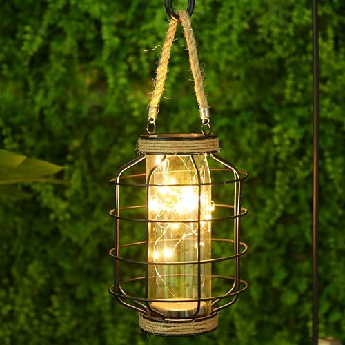 JHY DESIGN Metal Cage LED Lantern Battery Powered,9.4" Tall Cordless Accent Light with 20pcs Fairy Lights Great for Weddings Parties Patio Events Indoors Outdoors. - Image 3