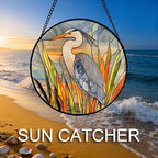 Stained Glass Window Hanging Retro Heron Bird Plant 9.8" - Suncatcher Door Garden Sunroom Sun Catcher Birthday New Year Christmas for Friend Mom Men Woman Nana - Image 4