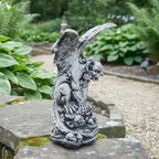 OLOMA Sitting on Skull Winged Gargoyle Concrete Statue Gothic Beast Garden Outdoor Sculpture Cement Mythical Creature Creepy Garden Decor Lawn Patio Porch Halloween Accent - Image 2