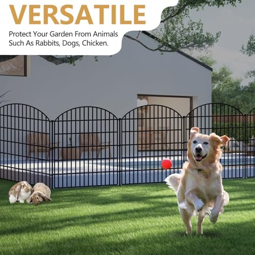 18 Panels Decorative Garden Fence, 33in (H) x 45.16 (L) No Dig Dog Fences Outdoor for Yard, Rustproof Tall Fencing Panel, Animal Barrier Suitable for Yard Border, Patio, and Temporary Camping Use - Image 5