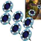2026 Upgraded Solar Outdoor Mosaic Disk Lights, Mosaic Solar Disk Light, Outdoor Waterproof Mosaic Solar Ground Lights, for Walkway, Patio & Lawn, Decorative Driveway Lamps (Blue*6) by Unknown
