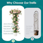 Umbrella Garden Trellis for Climbing Plants Outdoor, 68.9" Mushroom Top Trellis Stackable, Tall PE-coated Metal Obelisk Trellises for Potted Plants, Topiary Tower Vine Support for Rose, Bean, Clematis - Image 6