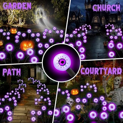 ASMAD Halloween Decorations Outdoor Solar Scary Eyeball Light,10Pack 80LEDs - Image 3