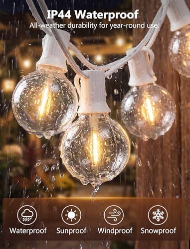 GOOTHY LED Outdoor String Lights Waterproof, 50Ft G40 Globe Patio Light Plug in with 52 Shatterproof Bulbs, Hanging Outdoor Lights for Backyard Garden Bistro Balcony Party Wedding Decor, White Wire - Image 3
