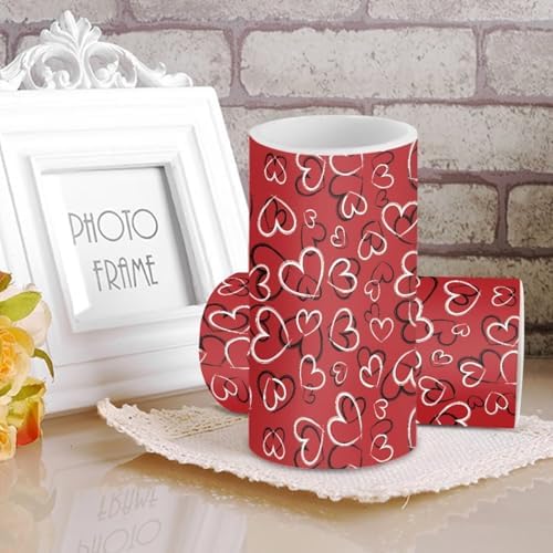 Set of 2 Painting Red Hearts Flameless Candles Bulk Valentine's Day Battery Operated Candles with Timer Remote LED Pillar Lights for Dining Table Lanterns - Image 4
