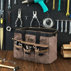 Tool Bag, Durable 16oz Waxed Canvas Wide Mouth Water-Resistant Electrician Tool Bag, Tool Tote with Handle for Tools, Wrenches, Screwdrivers (15 X 7.8 X 11.5 Inch) | Grey - Image 6