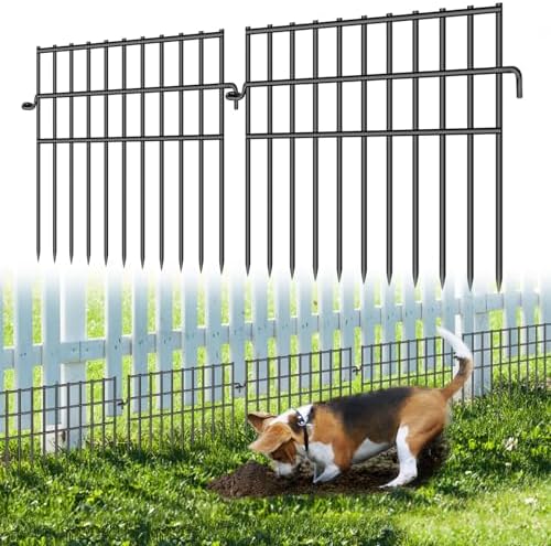 37ft (L) X 13in (H) Garden Animal Barrier Fence, 26 Pack No Dig Dog Fence Border, 1.44in Gap Decorative Fences, Rustproof Metal Wire Garden Border Fence for Dog, Rabbits Ground Stakes by Unknown