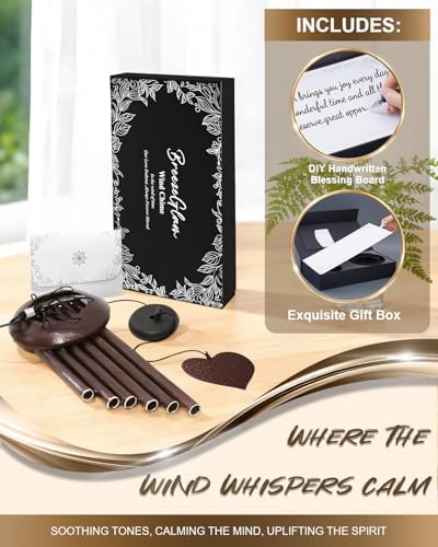 32" Memorial Wind Chimes Deep Tone Outdoor, C Major Tuned Aluminum Wind Chime with Gift Box & Envelope, Sympathy Wind Chime for Garden Decor Hanging, Heart Pendant, Bronze - Image 5