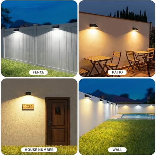 NIORSUN Solar Fence Lights 16 Pack, Outdoor Solar Lights with 3 Color Temperatures, IP65 Waterproof Wide-Angle LED Lighting for Fence, Patio, Yard, Deck, Wall, Garden (Black) - Image 4
