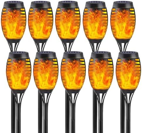 Solar Lights Outdoor,10 Pack Flame Flickering Lights,Weatherproof Torch Lights,Landscape Lighting,Perfect for Garden,Patio, Pathway Decor by Unknown