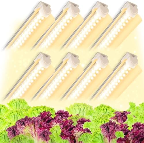 Grow Light for Plant, T8, 2FT, 192W, Full Spectrum, 8 Pack, Linkable by KIHUNGTECH