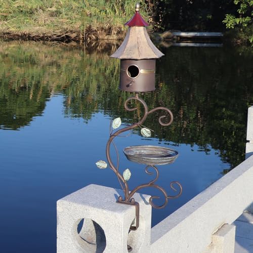 Deck Bird Bath, Metal Bird Bath and Bird Houses, Deck Mounted Bird Bath - Image 6