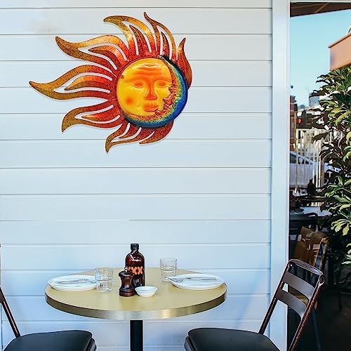 Tuokiuhn Large Sun Metal Outdoor Wall Art Decor Moon Wall Decor - Image 6
