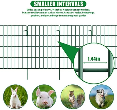 30 Pack Decorative Garden Fence Total 32.5ft (L) x 24in High 1.44" Gap Metal Wire Rustproof Small Animal Barrier Fence Easy Assembly Patio Yard Seedlings Protection Fencing Border Green - Image 3