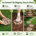Stepping Stones Outdoor, Natural River Rock Garden Pavers, Set of 6 Round Pebble Stones for Walkway, Yard, Lawn, Patio, Pathway & Landscaping Decor (Hexagon) - Image 5