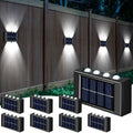 Rossesay 8 Pack Solar Wall Lights for Outside 6000K Cold Solar Fence Lights Up and Down Summer LED Outdoor Decorative Waterproof Lamps Dusk to Dawn LED Lighting Wall Sconces for Outside Deck Garage by Rossesay