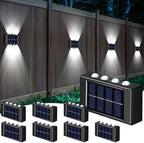Rossesay 8 Pack Solar Wall Lights for Outside 6000K Cold Solar Fence Lights Up and Down Summer LED Outdoor Decorative Waterproof Lamps Dusk to Dawn LED Lighting Wall Sconces for Outside Deck Garage by Rossesay
