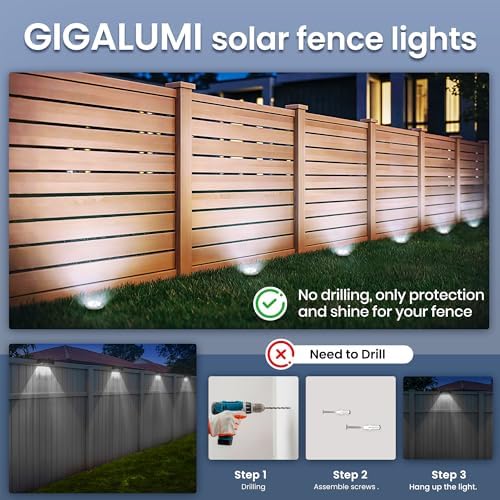 GIGALUMI Solar In-Ground Fence Lights Waterproof 16 Pack Cool White - Image 2