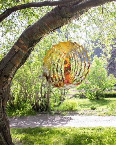 Thanksgiving Fall Wind Spinner for Yard and Garden, Sunflowers Bird Orange Pumpkin Hanging Wind Spinner Outdoor 3D Kinetic Wind Sculpture Spinners Indoor Outdoor Patio Décor Ornaments Gift 12 inch - Image 3