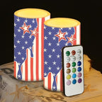 Stars American Flag Print Flickering Flameless Candles with Timer Battery Operated LED Candles with Remote Independence Day Pillar Candles - Image 4