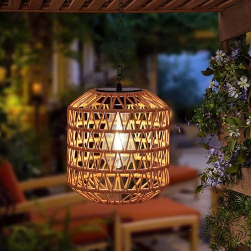 Livinlarge Solar Pendant Lights Outdoor,Hanging Lanterns with Edison Bulb - Image 2