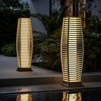 Wicker Solar Outdoor Floor Lamp Set of 2, Natural, Horizontal - Image 2