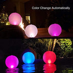 Rukars Floating Ball Pool Light Solar Powered 4 PCS, 14 Inch Inflatable Hangable IP68 Waterproof Rechargeable Color Changing Led Glow Globe Pool - Image 3