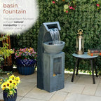 Alpine Corporation 41" Tall Outdoor Basin Waterfall Floor Fountain with LED Lights for Garden, Patio, Lawn and Backyard Decor, Gray - Image 5