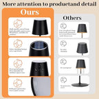 2 Pack Cordless Table Lamps,Rechargeable Outdoor Solar LED Lamp,Portable USB Desk Lamp Waterproof,2000mAh Battery Operated,Touch Stepless Dimming Light for Bedroom,Restaurants,Patio,Camping,Black - Image 5
