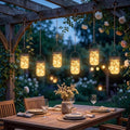 12 Pack Mason Jar Hanging Lantern with Chains, 30 LED Solar Lights by Wovnet