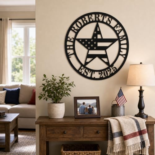 Personalized Name Flag Sign, Custom Patriotic Metal Signs, Last Name American Flag Sign, Personalized Patriotic Flag Stars, Custom Stars and Stripes Signs, Housewarming Gifts - Image 3