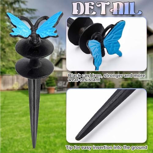 Tandefio 3 Pcs Butterfly Garden Hose Guide Stakes, Cast Iron Metal - Image 5