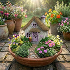 PRETMANNS Solar Fairy House for Outside, Lavender, 7.56" High - Image 3