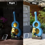 38.2" H Solar Outdoor Water Fountain with LED Lights, Guitar Design Cascading Water Feature for Garden Patio Backyard Porch Yard Decor - Image 4