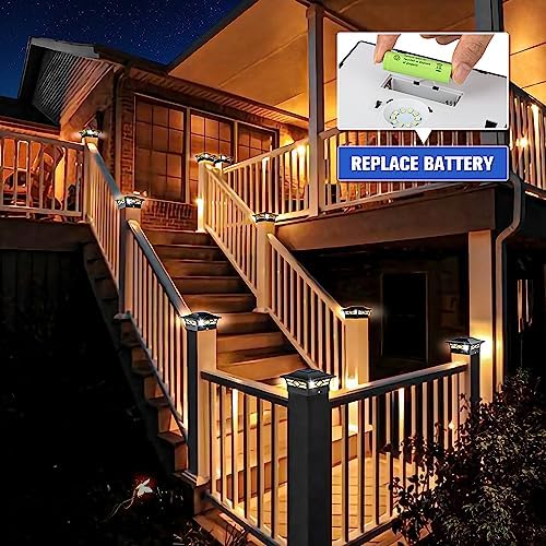 VOLISUN 8Pack Solar Post Cap Lights, 2 Color Modes Deck Lights, Black - Image 4