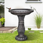 24.4" H Concrete Bird Bath for Outdoors - 24.4" H * 20" Φ Bird Bath for Outside, Classical Birdbath Patio Decor by Unknown