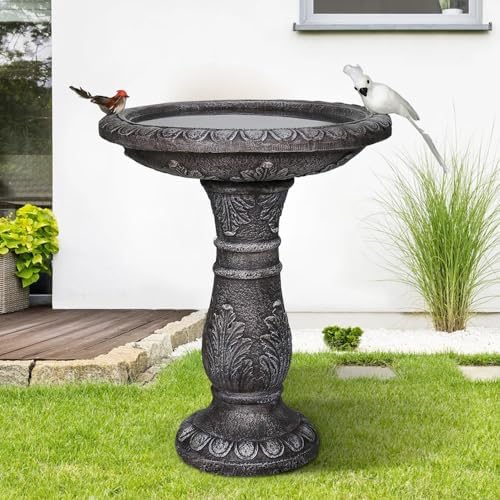 24.4" H Concrete Bird Bath for Outdoors - 24.4" H * 20" Φ Bird Bath for Outside, Classical Birdbath Patio Decor by Unknown