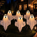 6 Pack Halloween Ghost Solar Lights, Ghost Pathway Lights with Stakes by Unknown