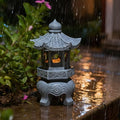 Pagoda Garden Statue, Resin Solar Japanese Pagoda Lantern, Decorative Zen Garden Landscape for Yard Patio Lawn, Style 3, Decoración al aire Libre by Unknown