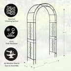 Plow & Hearth Arch Metal Outdoor Garden Arbor 7 Feet Tall Black Iron Trellis for Climbing Plants Outdoor, Wedding Party Arch, Outdoor Patio Decor - Image 2