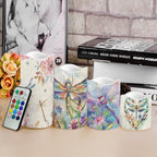 Dragonfly Pattern Flickering Flameless Candles Pillar LED Candles with Remote and Timer Set of 4 Color Changing Battery Operated Candles for Home Birthday Decoration - Image 4
