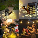 Christmas Santa Solar Kettle Lights Garden Lawn Decorative Lights,Hanging Waterproof Metal Solar Santa Claus Watering Can with LED Light,Outdoor Garden Decor for Backyard,Lawn,Patio (2*Colorful Light) - Image 5