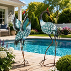 36.8" Metal Crane Statue, Blue Heron Decor Handcrafted - Image 7